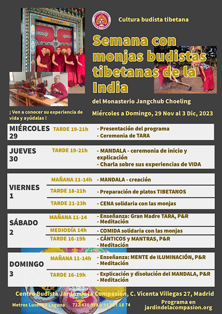 Programa de monjas budistas en Madrid del 29 Nov al 3 Dic 2023